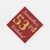 Red, Faux Gold 53rd Birthday + aangepaste naam Servet (Hoek)