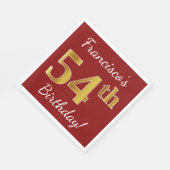 Red, Faux Gold 54th Birthday + aangepaste naam Servet (Hoek)