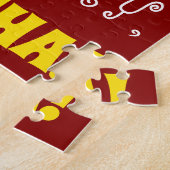 Red, Faux Gold 54th Birthday + Eigen naam Puzzle Legpuzzel (Zijkant)