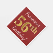 Red, Faux Gold 56th Birthday + aangepaste naam Servet (Hoek)