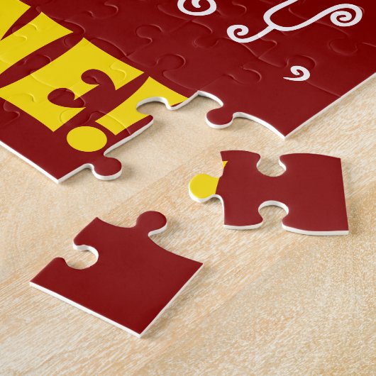 Red, Faux Gold 56th Birthday + Eigen naam Puzzle Legpuzzel (Zijkant)