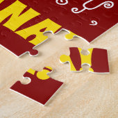 Red, Faux Gold 58th Birthday + Eigen naam Puzzle Legpuzzel (Zijkant)