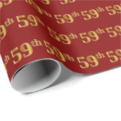 Red, Faux Gold 59th (59th) Event Cadeaupapier (Rol Hoek)