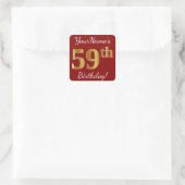 Red, Faux Gold 59th Birthday + Sticker voor aangep (Tas)