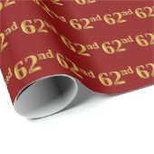 Red, Faux Gold 62e (62e) gebeurtenis Cadeaupapier (Rol Hoek)