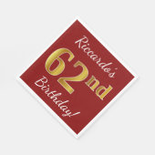 Red, Faux Gold 62e verjaardag + aangepaste naam Servet (Hoek)