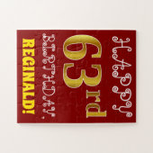 Red, Faux Gold 63rd Birthday + aangepaste naam Puz Legpuzzel (Horizontaal)