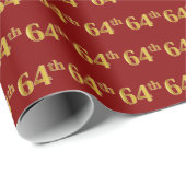 Red, Faux Gold 64e (64e) gebeurtenis Cadeaupapier (Rol Hoek)