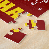 Red, Faux Gold 64th Birthday + Eigen naam Puzzle Legpuzzel (Zijkant)
