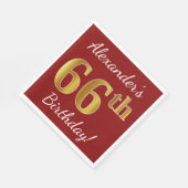 Red, Faux Gold 66th Birthday + aangepaste naam Servetten (Hoek)