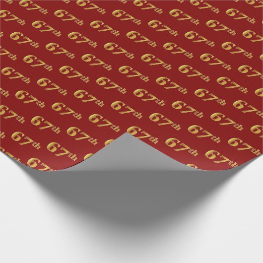 Red, Faux Gold 67th (67th) Event Cadeaupapier (Hoek)