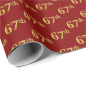 Red, Faux Gold 67th (67th) Event Cadeaupapier (Rol Hoek)