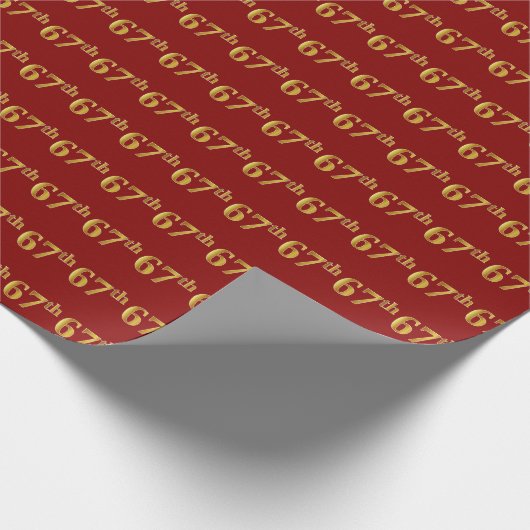Red, Faux Gold 67th (67th) Event Cadeaupapier (Hoek)