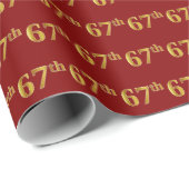 Red, Faux Gold 67th (67th) Event Cadeaupapier (Rol Hoek)