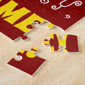 Red, Faux Gold 67th Birthday + Eigen naam Puzzle Legpuzzel (Zijkant)