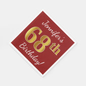 Red, Faux Gold 68th Birthday + aangepaste naam Servetten (Hoek)