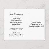 Red, Faux Gold 70th Birthday + aangepaste naam Briefkaart (Achterkant)