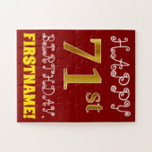 Red, Faux Gold 71st Birthday + aangepaste naam Puz Legpuzzel (Horizontaal)