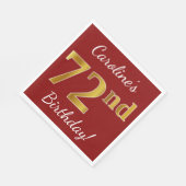 Red, Faux Gold 72e verjaardag + aangepaste naam Servet (Hoek)