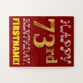 Red, Faux Gold 73rd Birthday + aangepaste naam Puz Legpuzzel (Horizontaal)