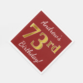 Red, Faux Gold 73rd Birthday + aangepaste naam Servetten (Hoek)