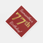 Red, Faux Gold 77th Birthday + aangepaste naam Servetten (Hoek)