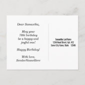 Red, Faux Gold 78th Birthday + aangepaste naam Briefkaart (Achterkant)