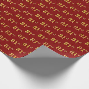 Red, Faux Gold 81st (achttig-eerste) gebeurtenis Cadeaupapier