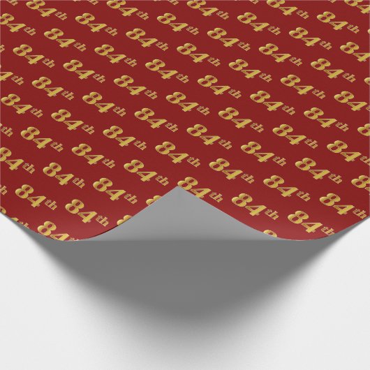 Red, Faux Gold 84th (84ste) event Cadeaupapier (Hoek)