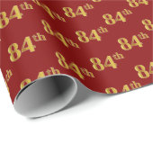 Red, Faux Gold 84th (84ste) event Cadeaupapier (Rol Hoek)