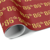Red, Faux Gold 86th (86th) Event Cadeaupapier (Rol Hoek)