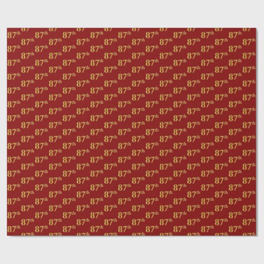 Red, Faux Gold 87th (87th) Event Cadeaupapier (Vlak)