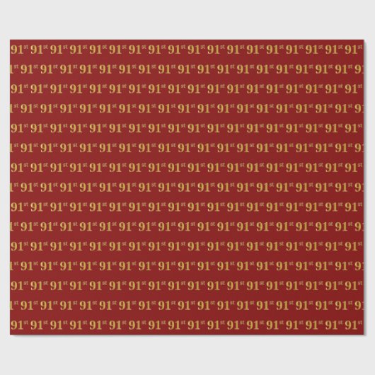 Red, Faux Gold 91st (negennegentig-eerste) gebeurt Cadeaupapier (Vlak)