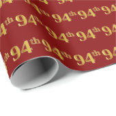 Red, Faux Gold 94th (negenenenveertig) event Cadeaupapier (Rol Hoek)