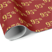 Red, Faux Gold 95th (negenenvijftig) event Cadeaupapier (Rol Hoek)