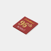 Red, Faux Gold 96th Birthday, met aangepaste naam Post-it® Notes (Schuin)