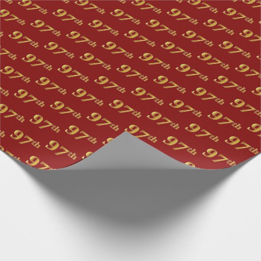 Red, Faux Gold 97th (97th) Event Cadeaupapier (Hoek)