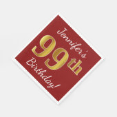 Red, Faux Gold 99th Birthday + aangepaste naam Servetten (Hoek)