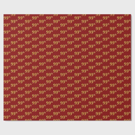 Red, Faux Gold 99th (negenennegentig) event Cadeaupapier (Vlak)