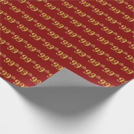 Red, Faux Gold 99th (negenennegentig) event Cadeaupapier