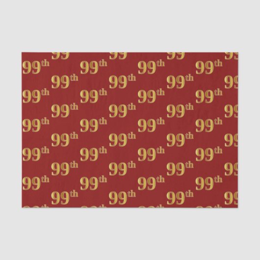 Red, Faux Gold 99th (negenennegentig) event Tissuepapier (Voorkant)