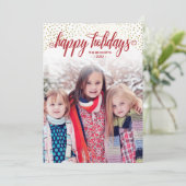 Red & Faux Gold Confetti - Prettige feestdagen Fot Feestdagenkaart (Staand voorkant)