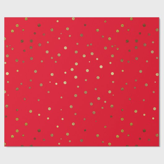 Red Faux Gold Foil Cute Festive Confetti Patroon Cadeaupapier (Vlak)
