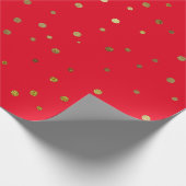 Red Faux Gold Foil Cute Festive Confetti Patroon Cadeaupapier (Hoek)