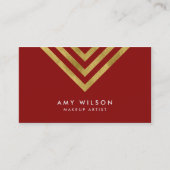 Red Faux Gold Geometric Design Makeup Artist Visitekaartje (Voorkant)
