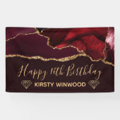 Red & Faux Gold Glitter Agate Sweet 16 Spandoek (Horizontaal)