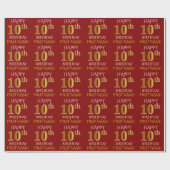 Red, Faux Gold "HAPPY 10th BIRTHDAY" Cadeaupapier (Vlak)
