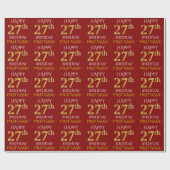 Red, Faux Gold "HAPPY 27th BIRTHDAY" Cadeaupapier (Vlak)