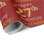 Red, Faux Gold "HAPPY 27th BIRTHDAY" Cadeaupapier (Rol Hoek)
