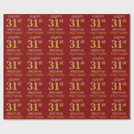 Red, Faux Gold "HAPPY 31st BIRTHDAY" Cadeaupapier